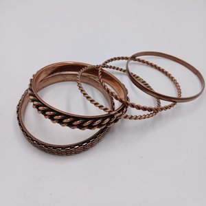 Vintage Copper Bangles Collection of 5 Bracelets, Earthy Southwestern Bangles