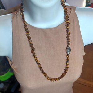 Vintage Natural Tiger's Eye Polished Chips Beaded Necklace