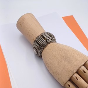 Chunky Silver Tone Panel Bracelet with Safety Chain