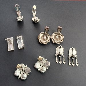 5 pairs of Silver Tone Fashion Clip-on Earrings for Women