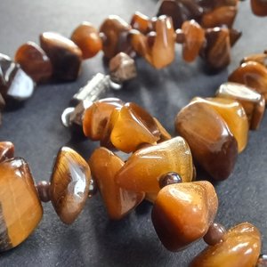 Vintage Natural Tiger's Eye Polished Chips Beaded Necklace