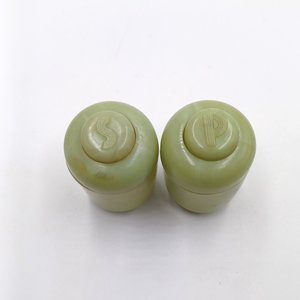 Vintage 1950's Carvanite Art Deco Green Celluloid Salt and Pepper Shakers, Collectible