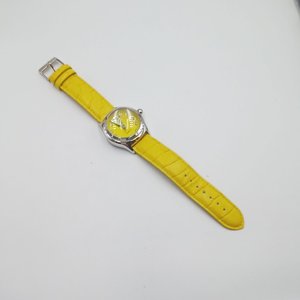 Faded Glory Ladies Yellow Bubble Quartz Wrist Watch-Easy to Read Face, New Battery
