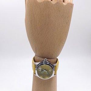 Faded Glory Ladies Yellow Bubble Quartz Wrist Watch-Easy to Read Face, New Battery