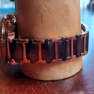 Klaus Kobec Destiny Black and Rose Gold Tone and Black Chrono Watch, New Battery