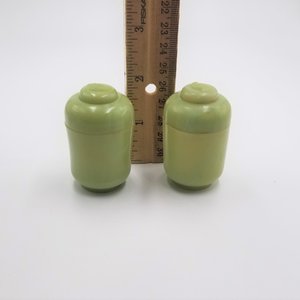 Vintage 1950's Carvanite Art Deco Green Celluloid Salt and Pepper Shakers, Collectible