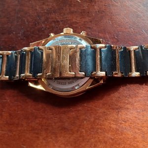 Klaus Kobec Destiny Black and Rose Gold Tone and Black Chrono Watch, New Battery