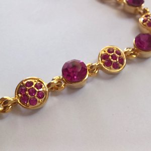 Vintage Shiny Gold Tone and Hot Pink Rhinestones Lariat "Y" Necklace, Gift for Her