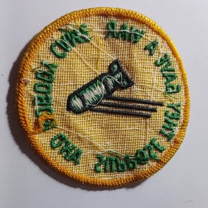 Vintage 1960s  Gave War Nobody Came Patch Yellow with Green Print