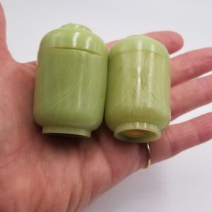 Vintage 1950's Carvanite Art Deco Green Celluloid Salt and Pepper Shakers, Collectible