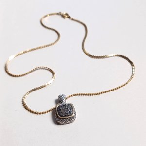 Vintage Alwand Vahan Sterling and 14K Gold Pavé Diamonds Pendant, Vahan Jewelers