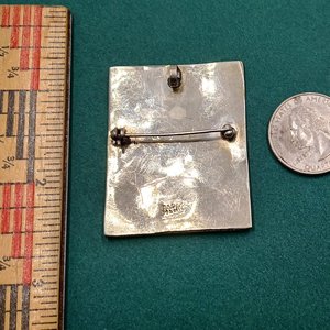 Vintage Rectangle Alpaca Mexico Silver Enamel Snowflake Brooch/Pendant