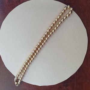 Shiny Gold Tone 5mm Beads Strung on Chain, Gold Pearls Choker Necklace