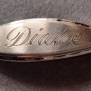 Vintage Silver Tone Speidel "Diane" ID Bracelet, Diamond Accent