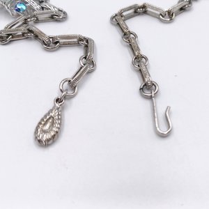 Vintage Lisner and Pakula Silver Tone and Light Blue Peacock Aurora Borealis Rhinestones Jewelry Set, Maximum Sparkle, Demi Parure