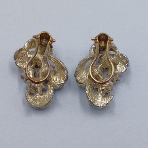 Vintage 1950's Light Blue Rhinestone Clip On Earrings Lot- 4 Pairs