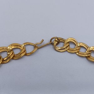 Vintage Shiny Gold Tone Double Link Curb Chain Statement Necklace