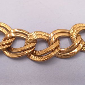 Vintage Shiny Gold Tone Double Link Curb Chain Statement Necklace