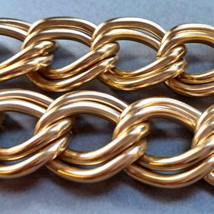 Vintage Large Matte Gold Tone Double Link Toggle Statement Necklace