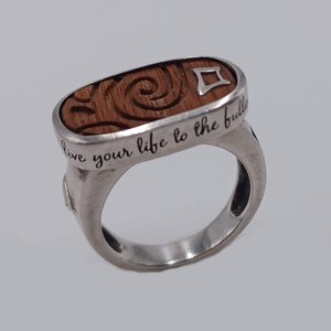 Vintage Silpada "Live Your Life" 925 Sterling Silver and Wood Ring, Size 8