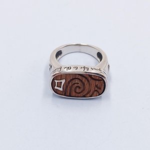 Vintage Silpada "Live Your Life" 925 Sterling Silver and Wood Ring, Size 8