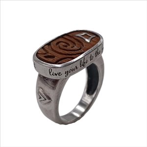 Vintage Silpada "Live Your Life" 925 Sterling Silver and Wood Ring, Size 8