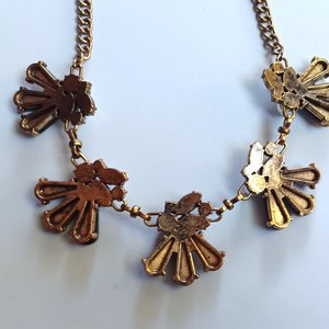 Faux Tortoise Shell and Large Clear Rhinestones Statement Necklace