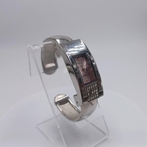 Vintage Princess Silver Tone and Pink Clamper Bracelet Wrist Watch,