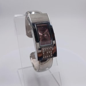 Vintage Princess Silver Tone and Pink Clamper Bracelet Wrist Watch,