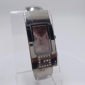 Vintage Princess Silver Tone and Pink Clamper Bracelet Wrist Watch,