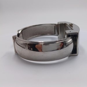 Vintage Princess Silver Tone and Pink Clamper Bracelet Wrist Watch,