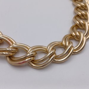 Vintage Large Matte Gold Tone Double Link Toggle Statement Necklace