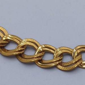 Vintage Shiny Gold Tone Double Link Curb Chain Statement Necklace
