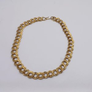 Vintage Shiny Gold Tone Double Link Curb Chain Statement Necklace