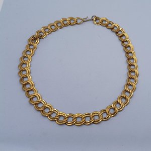 Vintage Shiny Gold Tone Double Link Curb Chain Statement Necklace