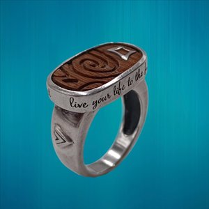 Vintage Silpada "Live Your Life" 925 Sterling Silver and Wood Ring, Size 8