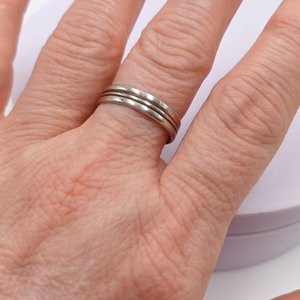 Vintage Simple Single Stripe Sterling Silver Band Unisex Ring, Size 10