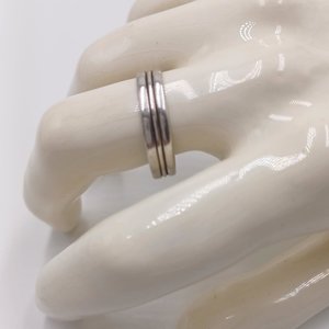 Vintage Simple Single Stripe Sterling Silver Band Unisex Ring, Size 10
