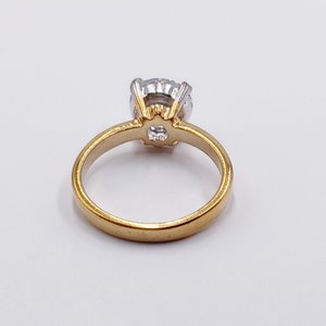 18K Gold Plated Large 2 Carat Cubic Zirconia Solitaire Engagement Ring, Size 7