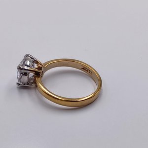18K Gold Plated Large 2 Carat Cubic Zirconia Solitaire Engagement Ring, Size 7
