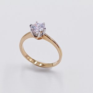 18K Gold Plated Medium 1 Carat Cubic Zirconia Solitaire Engagement Ring, Size 7