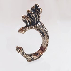 Vintage Brass Yorkshire Terrier Dog Wrap Around Ring, Size 6.25, Super Cute!! Dog Lover Gift