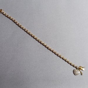 Ross Simmons Vermeil Link Tennis Bracelet with Heart Charm, Gold Over Sterling, Gift for Her