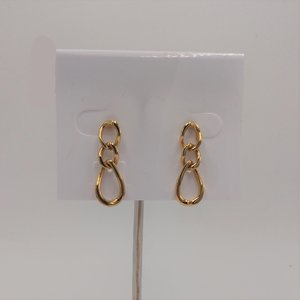 MONET Gold Tone Twisted Link Dangle Earrings, with original signed pushbacks