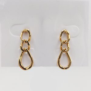 MONET Gold Tone Twisted Link Dangle Earrings, with original signed pushbacks
