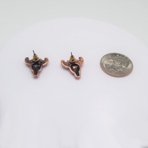 Vintage Southwestern Copper and Turquoise Steer Head Post Earrings