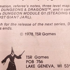 Advanced Dungeons and Dragons Module G3, 1978, Hall of the Fire Giant King