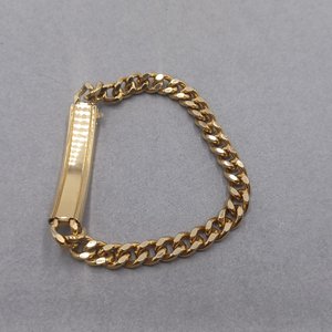Vintage Shiny Gold Tone Speidel "Natalie" ID Curb Chain Engraved Bracelet