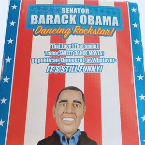 Vintage Senator Barack Obama Dancing Rockstar, Fun Singing Character Ex President Doll, New in Box