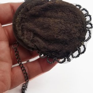Antique Handmade Suede Coin Purse or Childs Purse Note from Owner inside